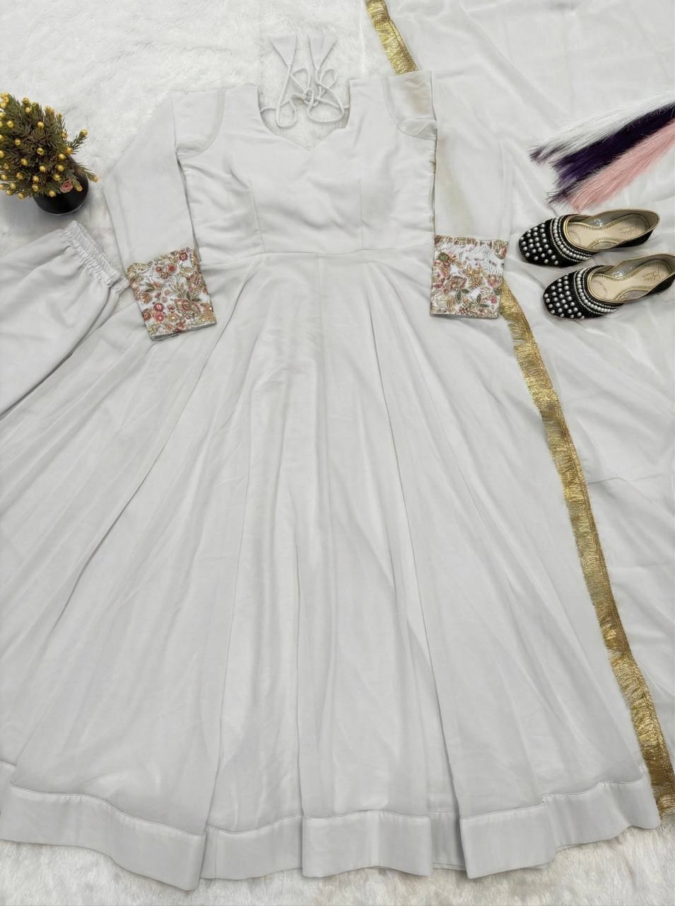 Ethereal Ivory Embroidered Jacket Set